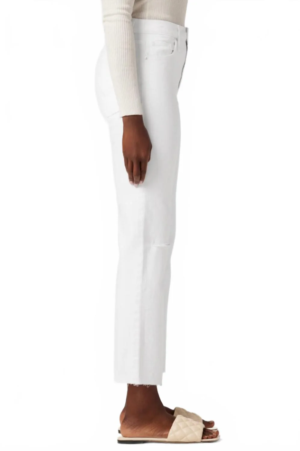 Shadow Remi Crop Straight Leg Jeans In Destructed White