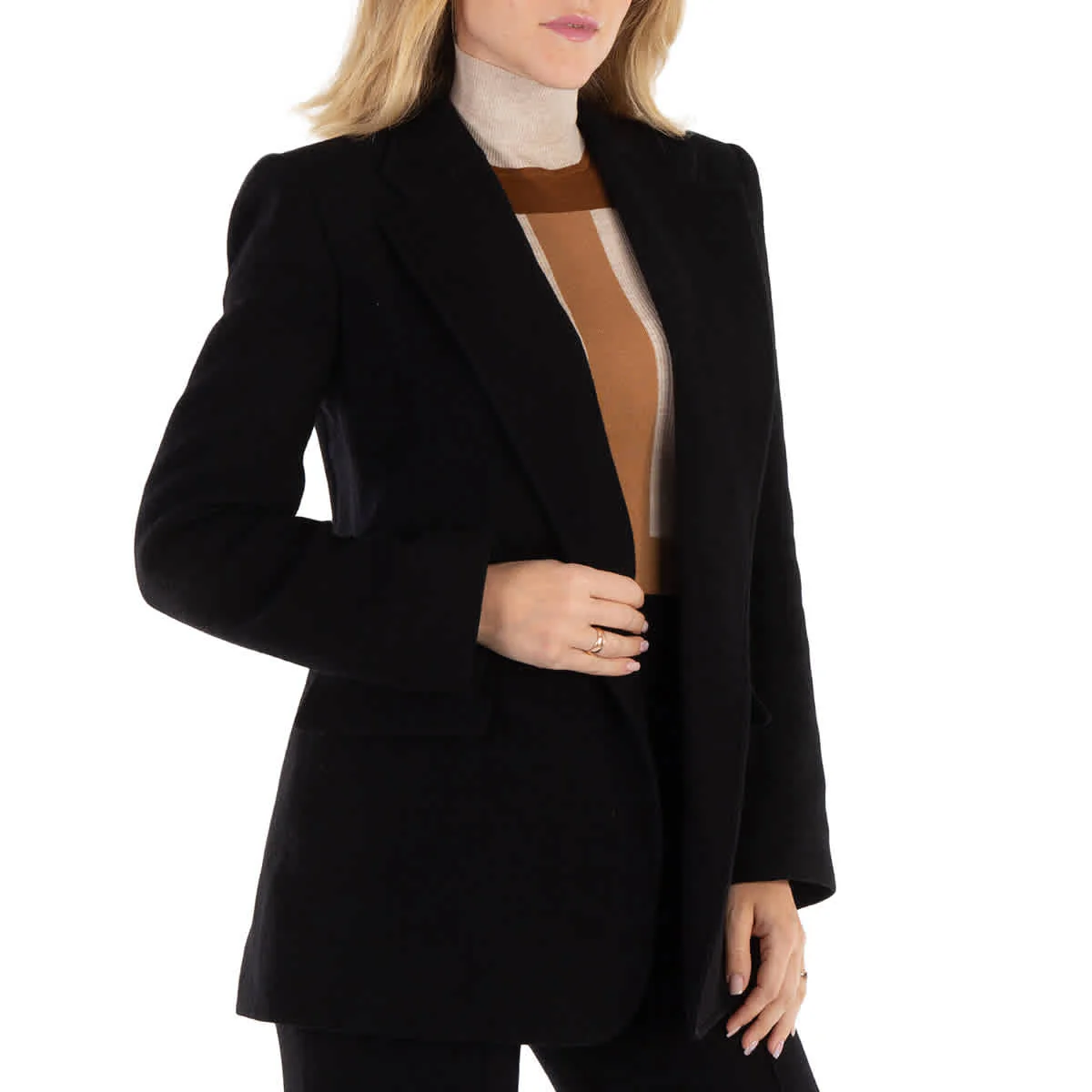 Chloe Ladies Black Single-Breasted Open-Front Blazer
