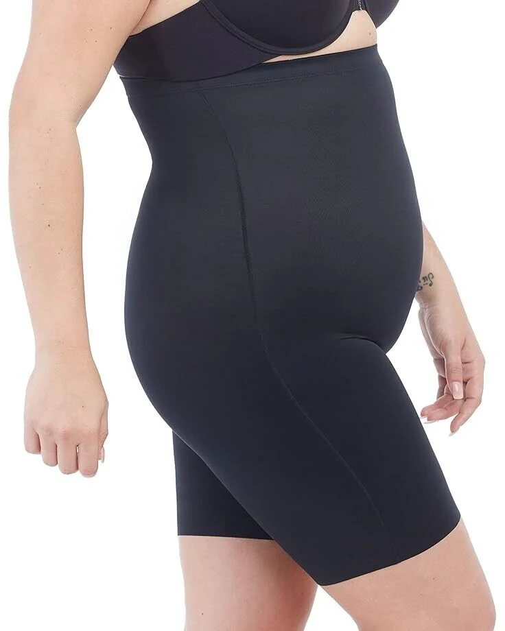 Red Hot By Spanx Shapewear Women Large Black Stretch High-Waist Mid Thigh ERK890