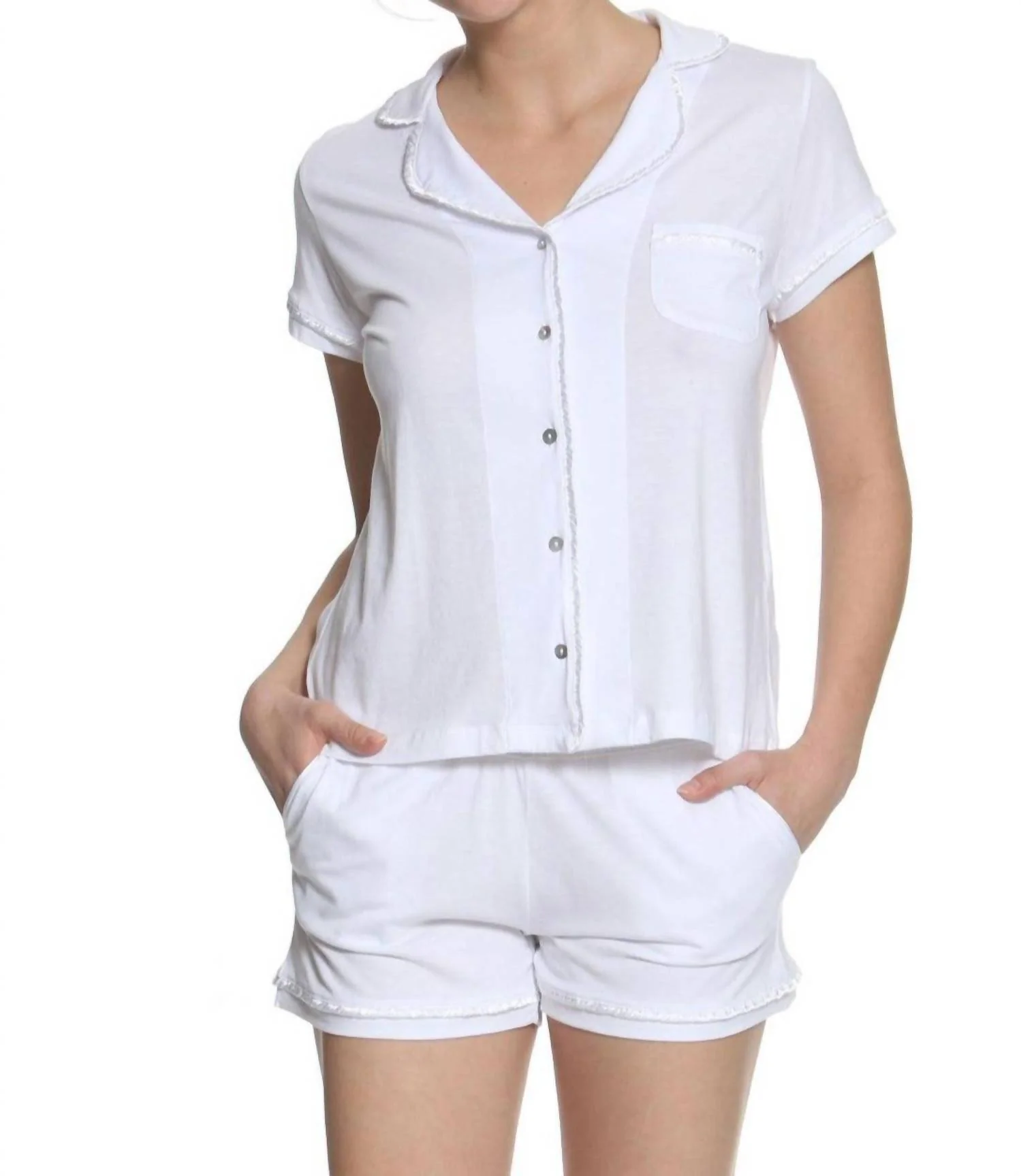 Short Pajama Set In White