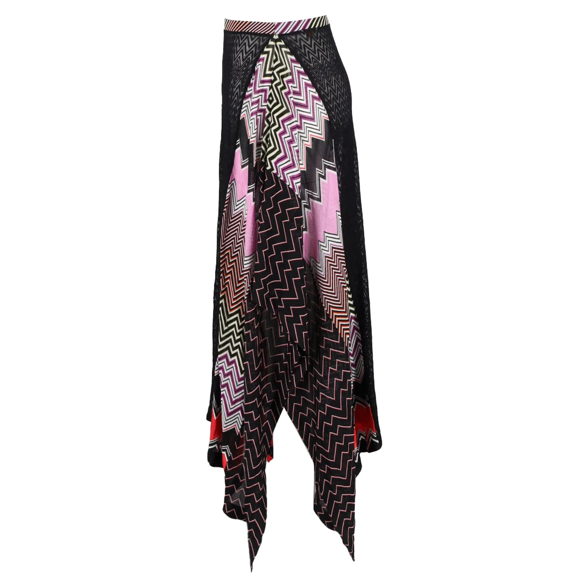 Missoni Crochet Knit Midi Skirt in Multicolor Silk