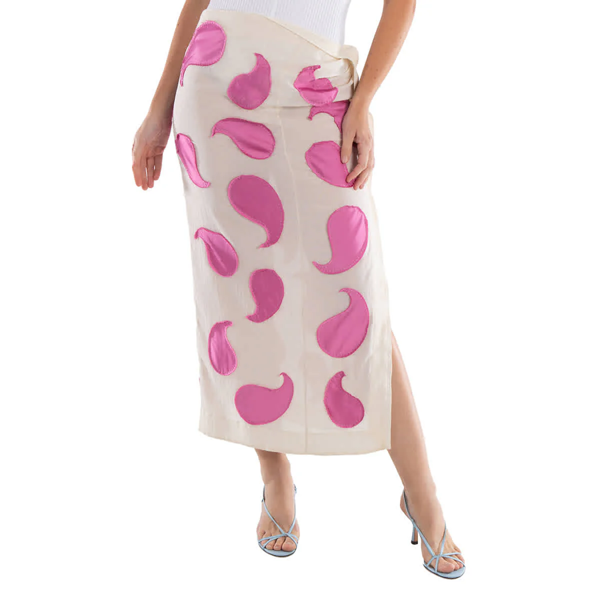 Jacquemus Ladies Embroidered Pink Paisley Draggiu Skirt, Brand Size 38 (US Size 4)