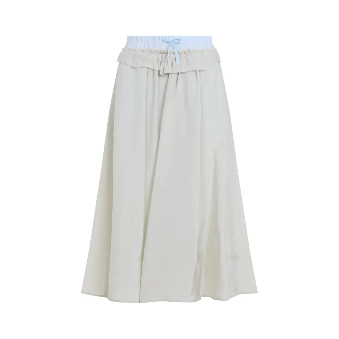Viscose Midi Skirt With Contrasting Waistband
