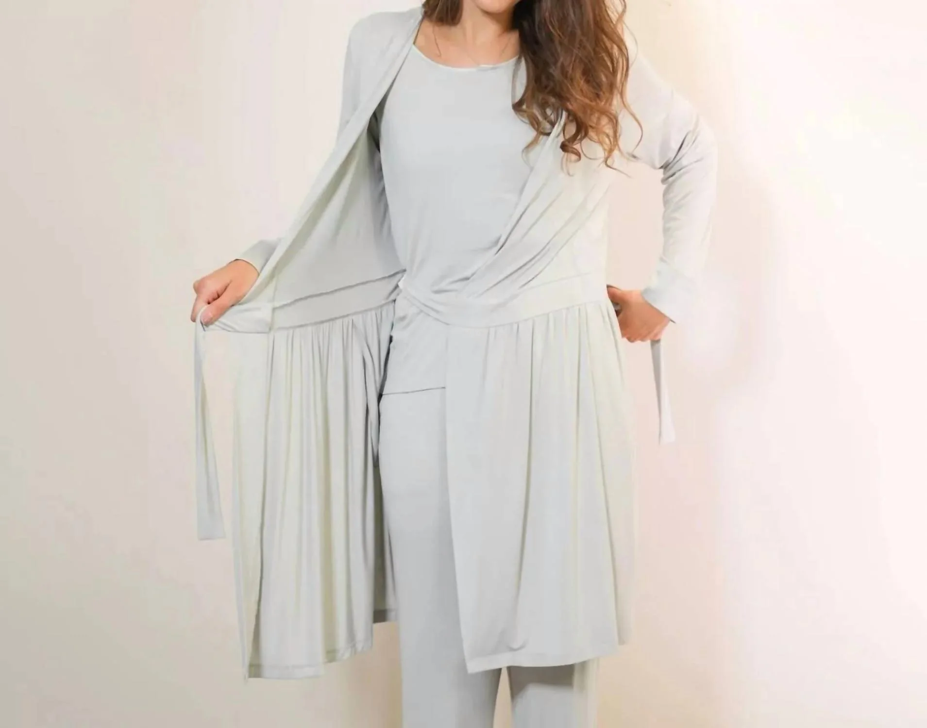 Bamboo Wrap Robe In Fog