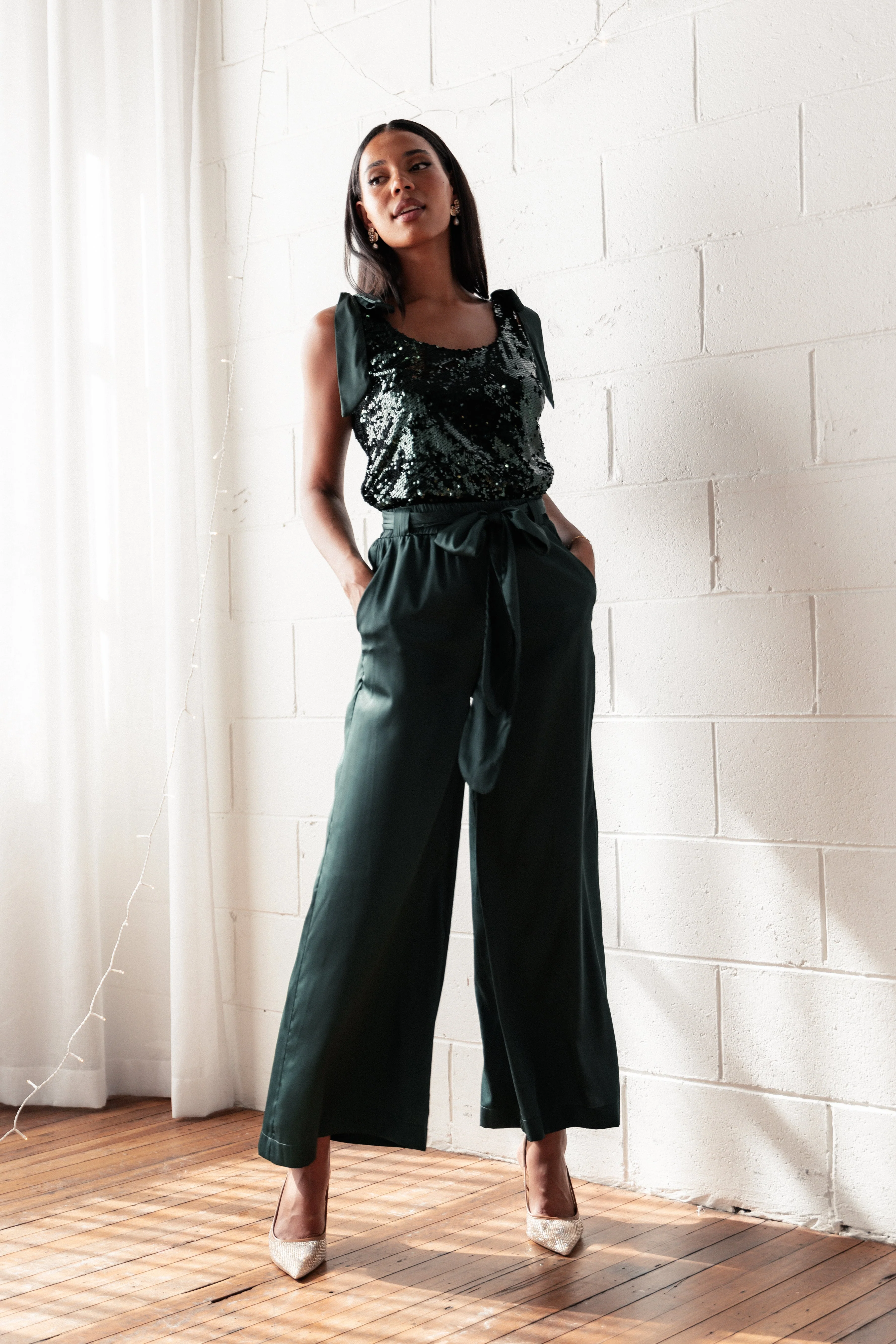 Miah Sequin Top - Emerald