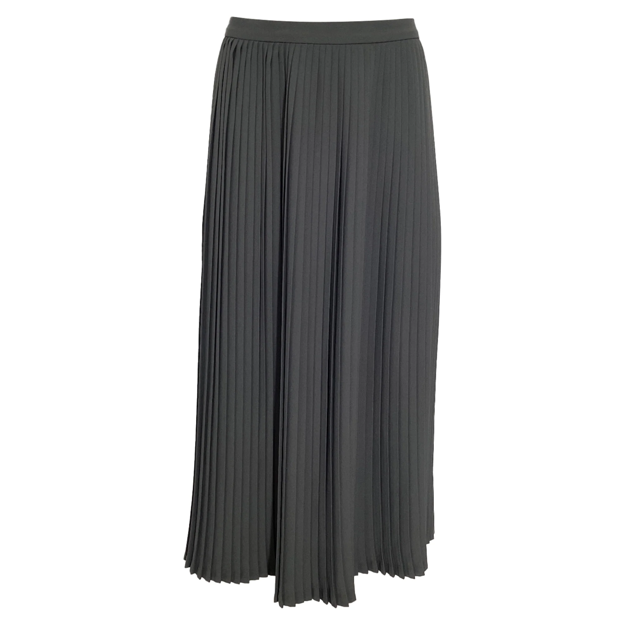 Dries Van Noten Pleated MIdi Skirt in Grey Polyester
