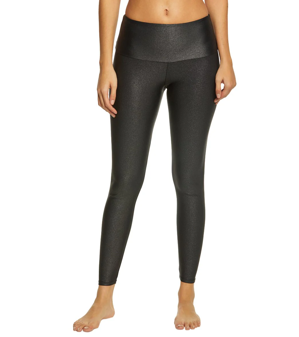 Onzie High Waisted Yoga Leggings Black Sparks