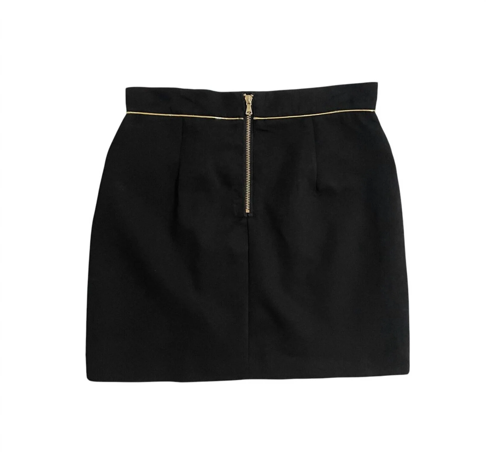 Women's Mini Skirt With Gold Trim And Buttons In Black