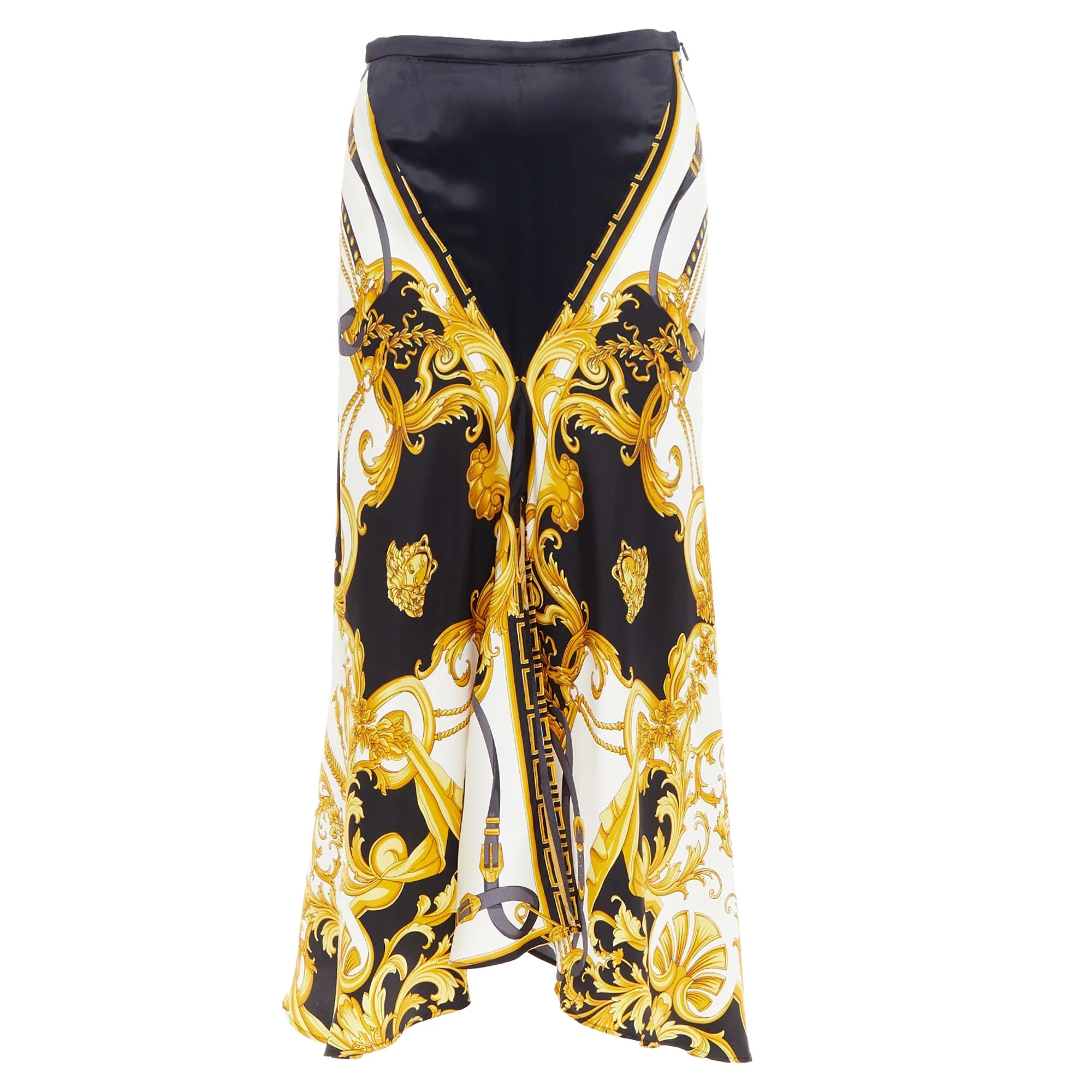 Versace Rodeo Barocco Silk Viscose Bias Cut Skirt