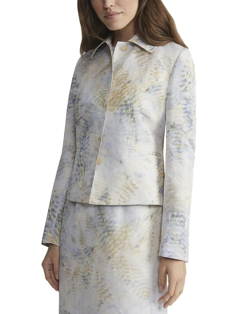 Lafayette 148 New York Collared Welt Pocket Linen-Blend Jacket