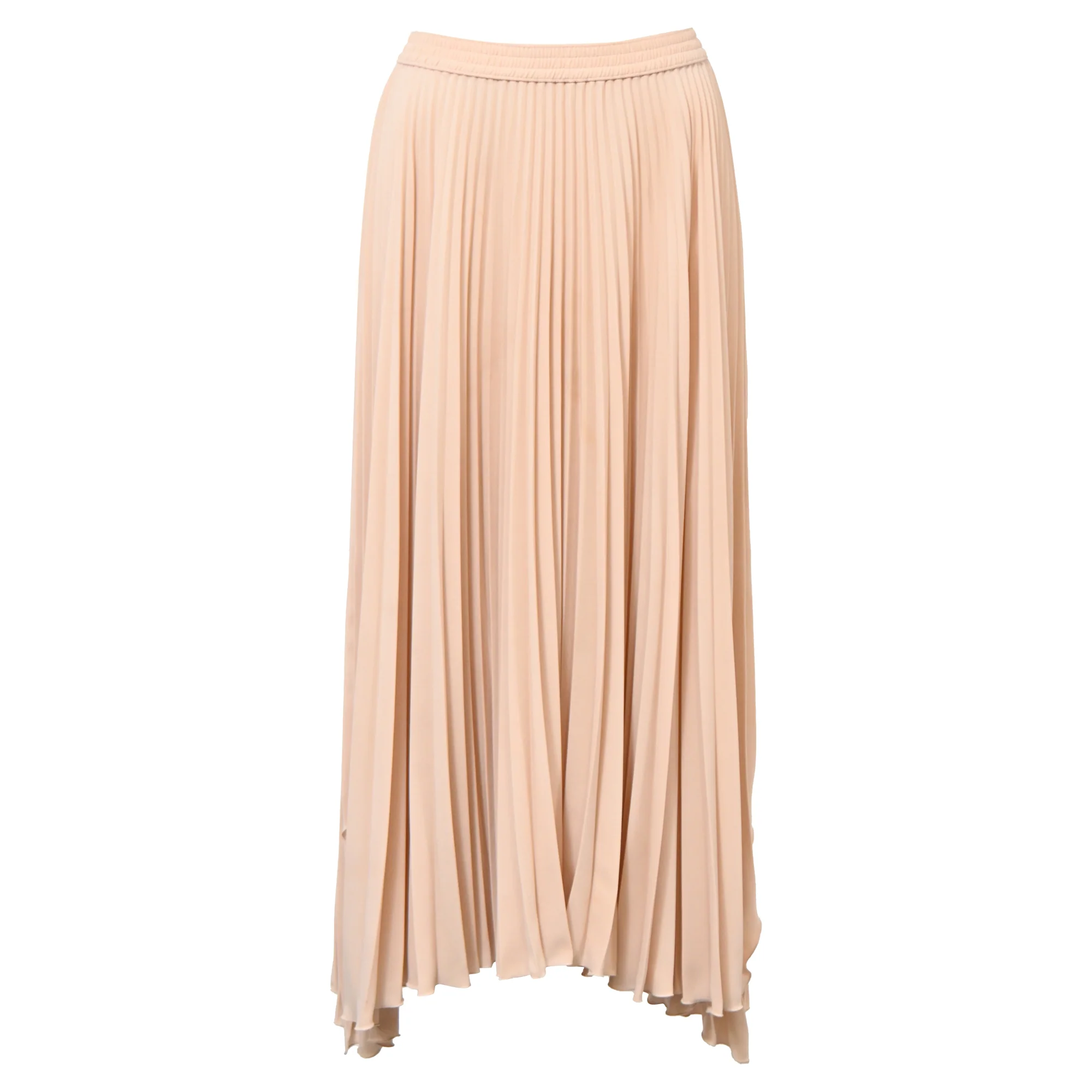 Theory Pleated Midi Skirt in Nude Viscose