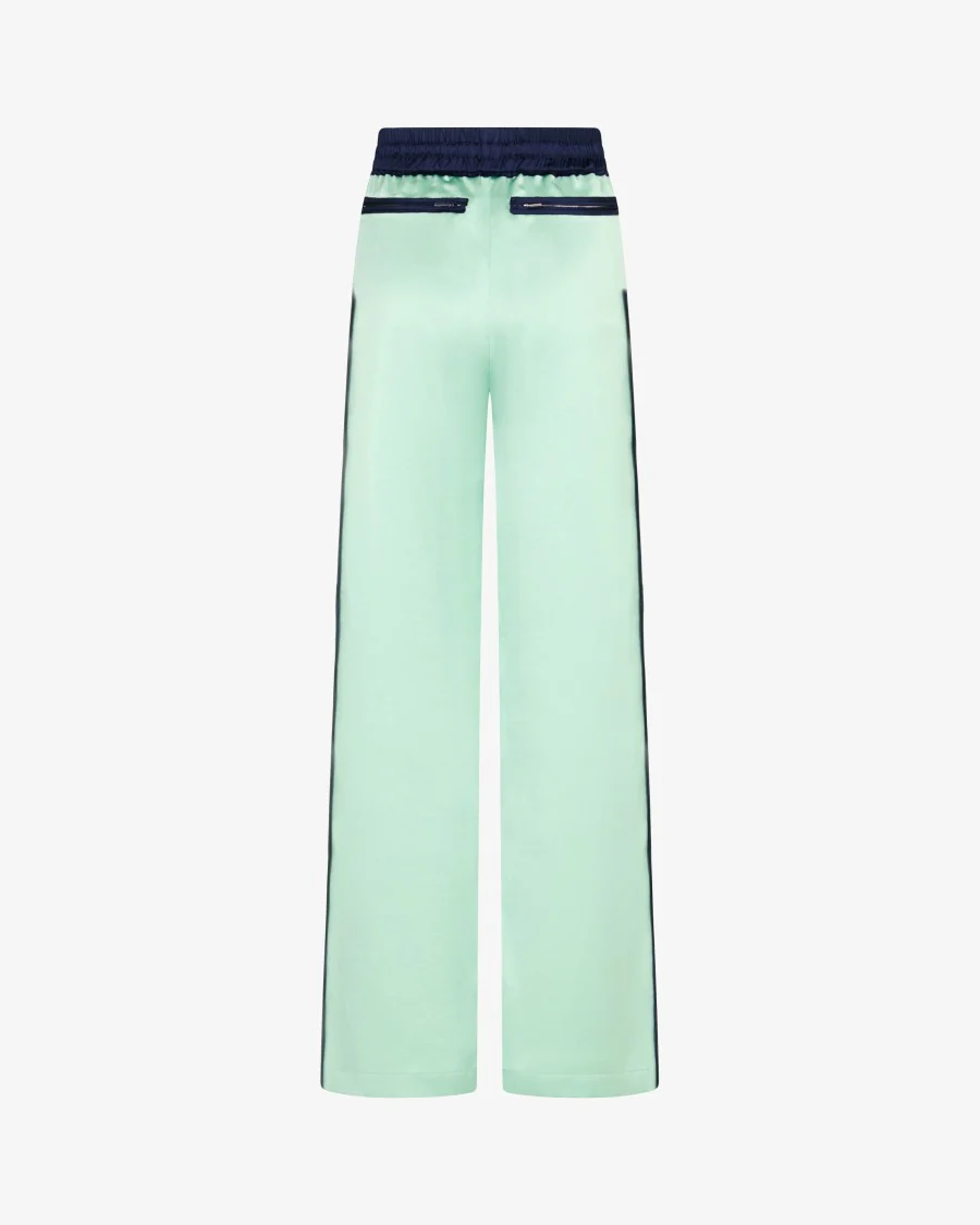 Satin Relaxed Jogger With Zip Pockets - Mint