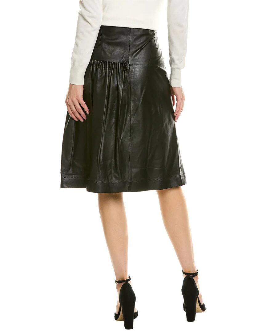 Ferragamo Leather Knee Length Skirt