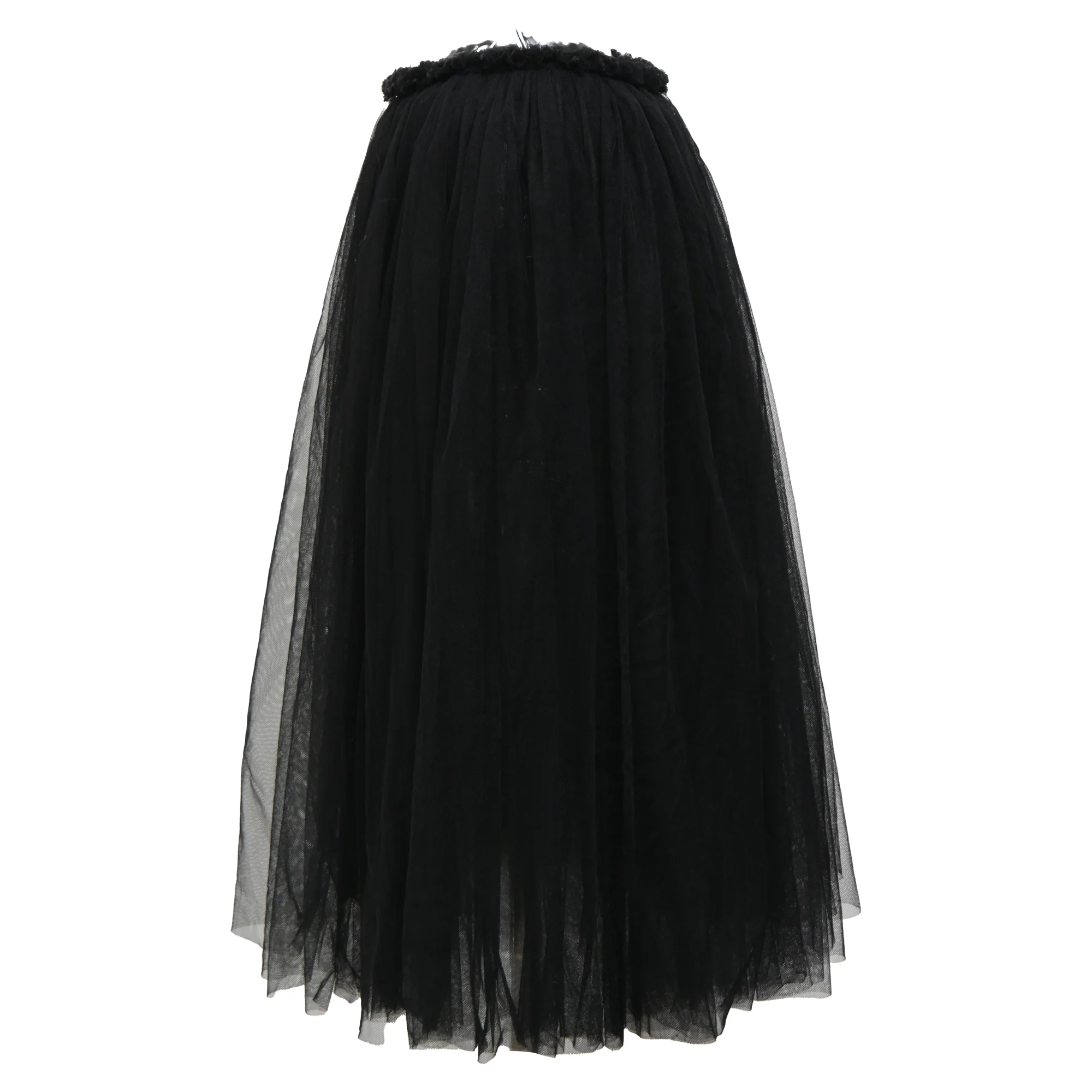 Black Comme Des Garçons Tulle Midi Skirt in Black Polyester