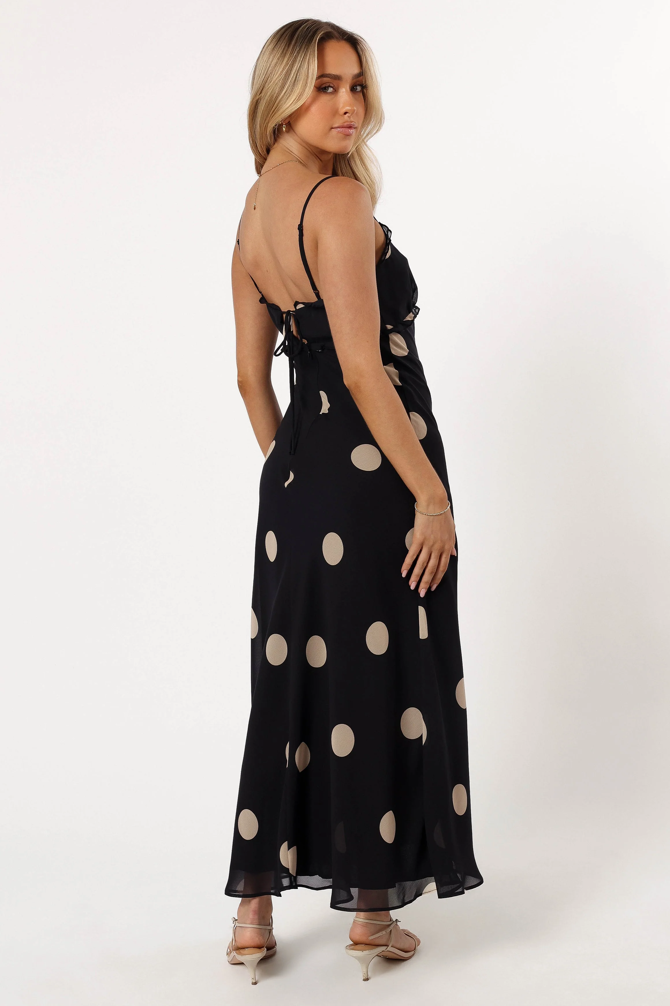 Ollie Midi Polka Dot Dress - Black/Cream