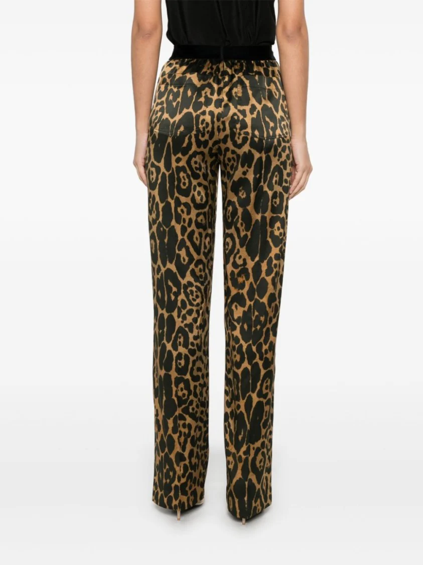 Animal Print Trousers With Elasticated Logo Waistband