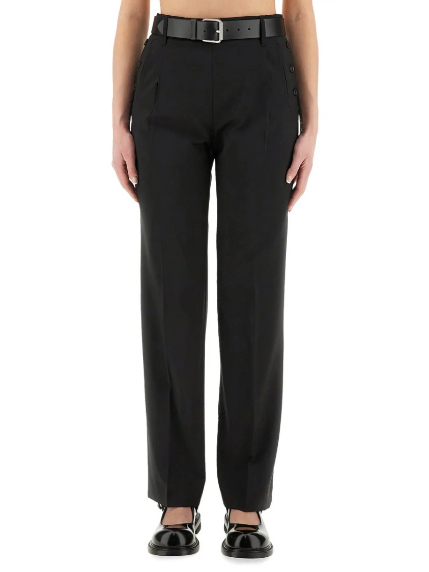 Tailored Black Virgin Wool Straight-Fit Pants