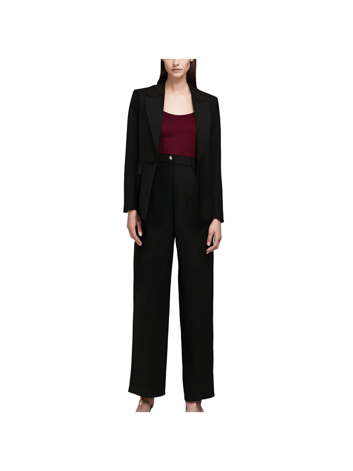 Womens Crepe One-Button Blazer