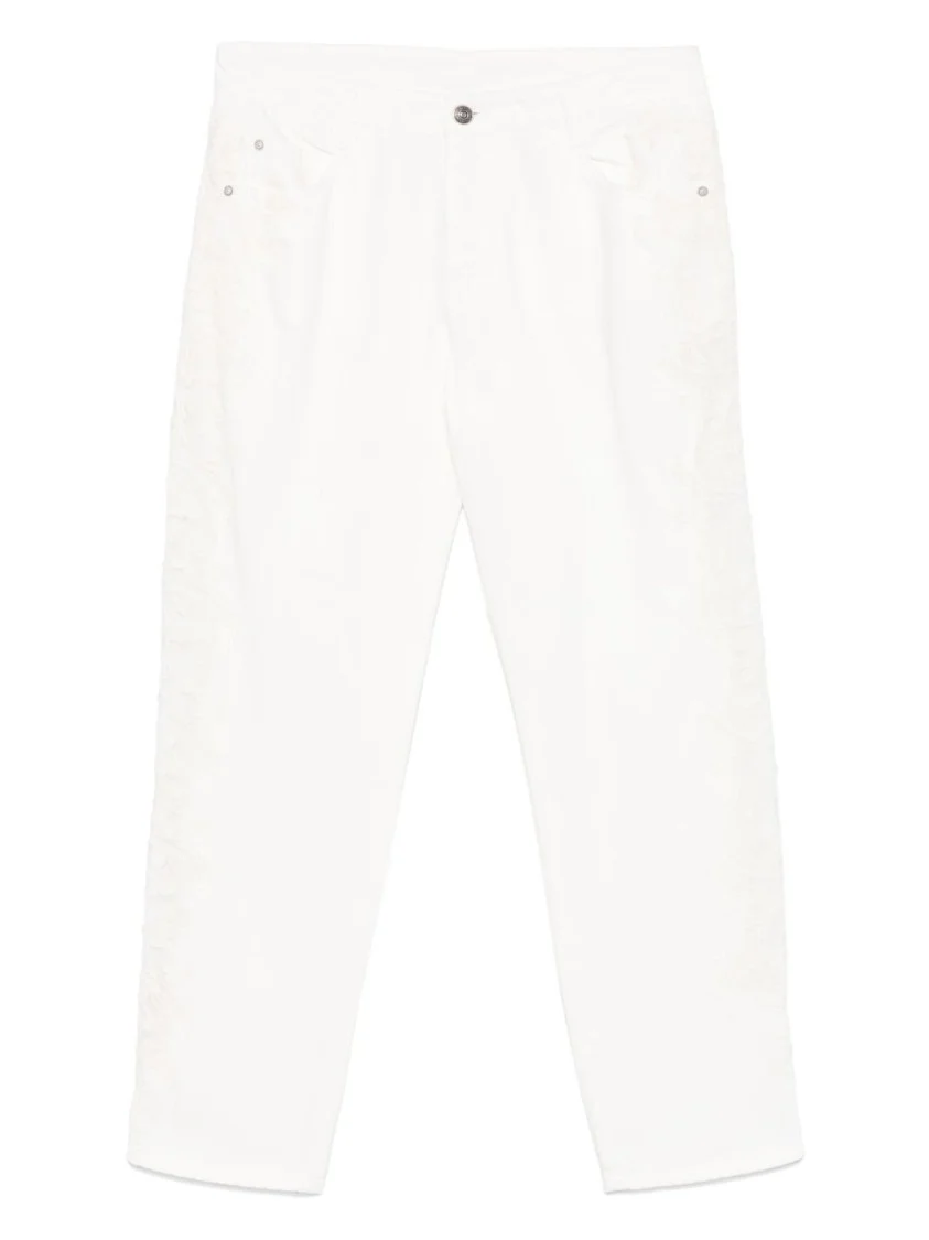 White Trousers With Front Button Closure