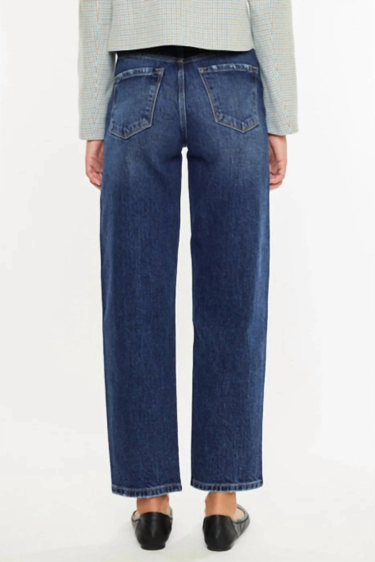 High Rise Slim Barrel Jeans In Dark Wash