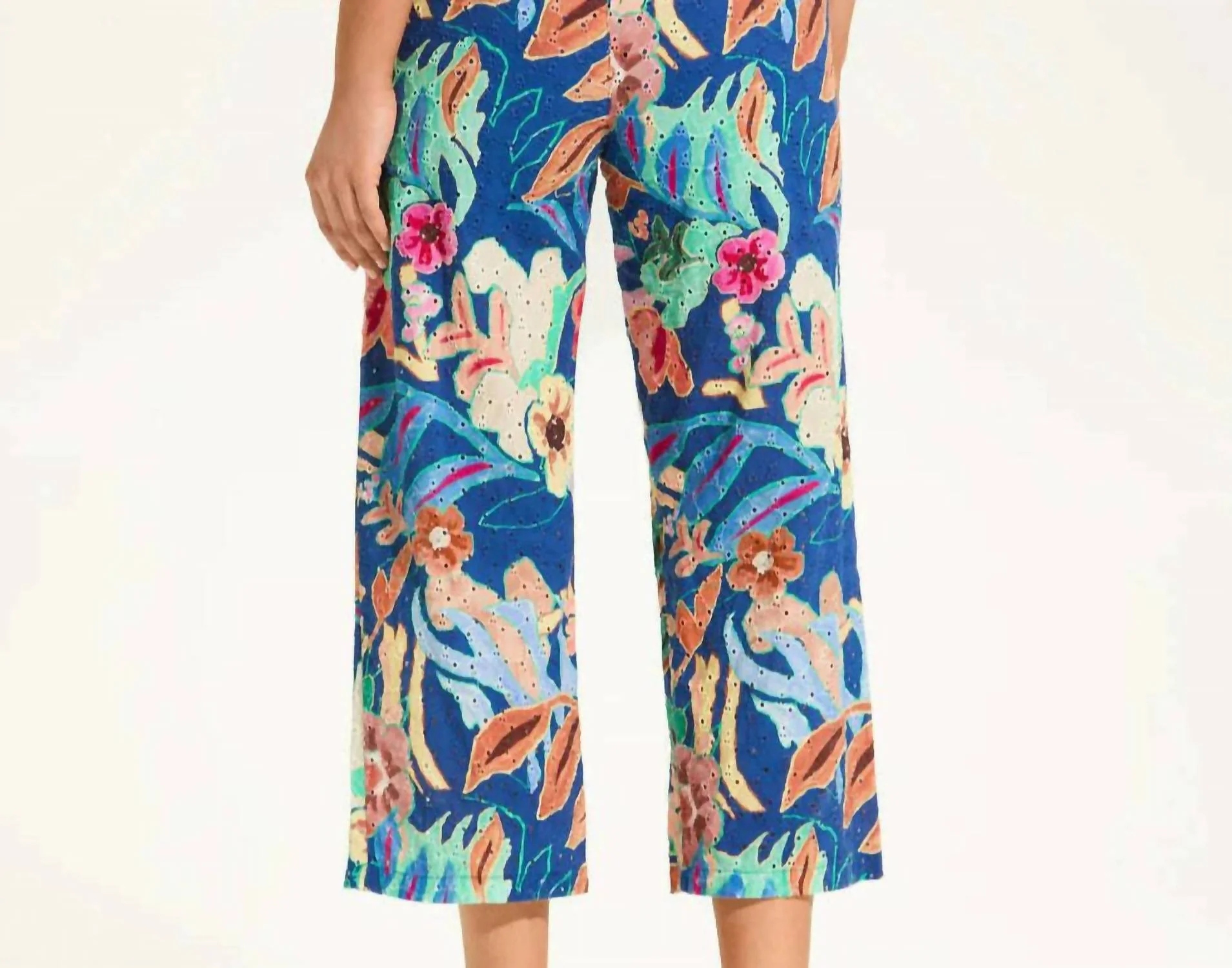 Floral Mid Rise Wide Leg Pant In Pop Camo