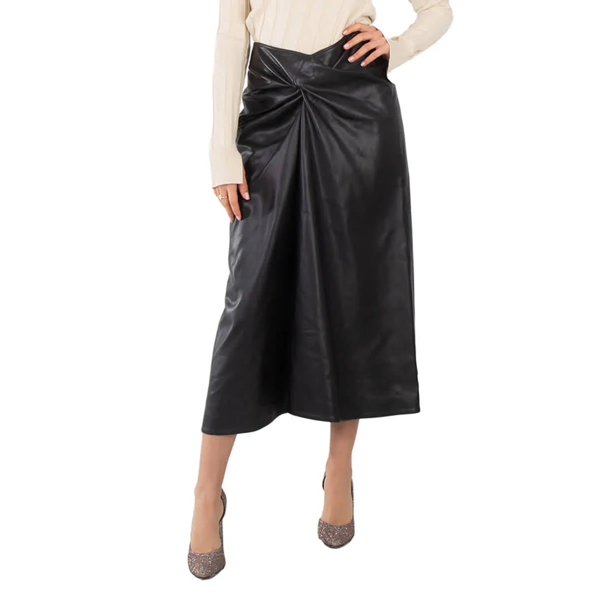 Stella McCartney Ladies Black Knotted Midi Skirt