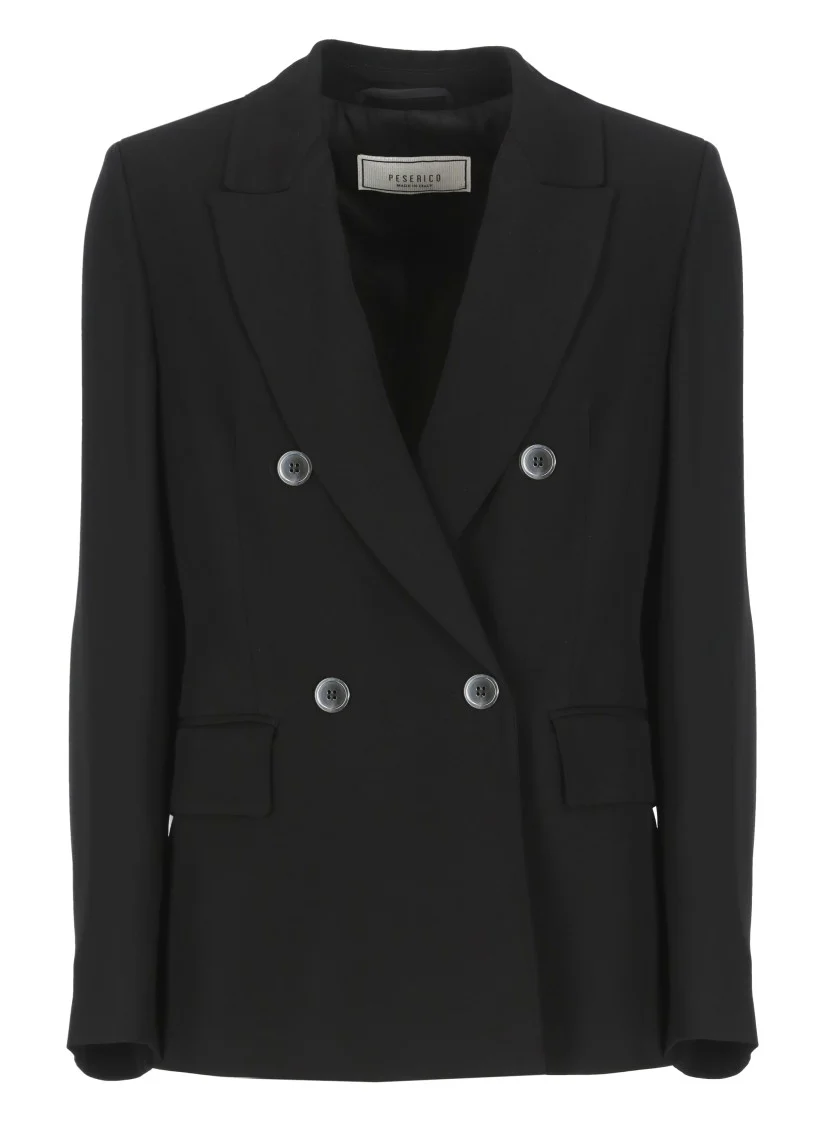 Black Viscose Double-Breasted Blazer
