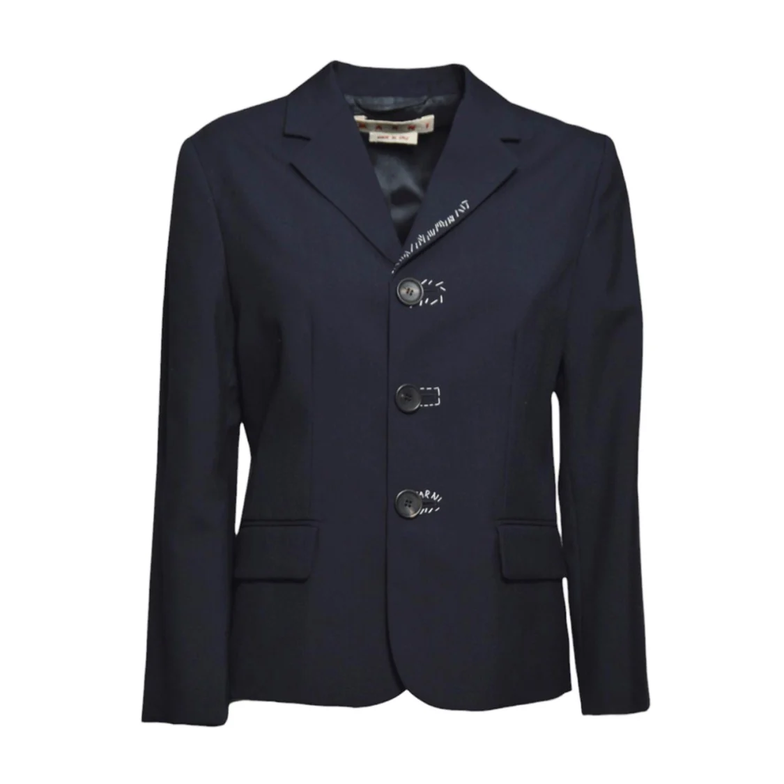 Dark Blue Wool Fresh Fabric Baby Jacket With Embroidery