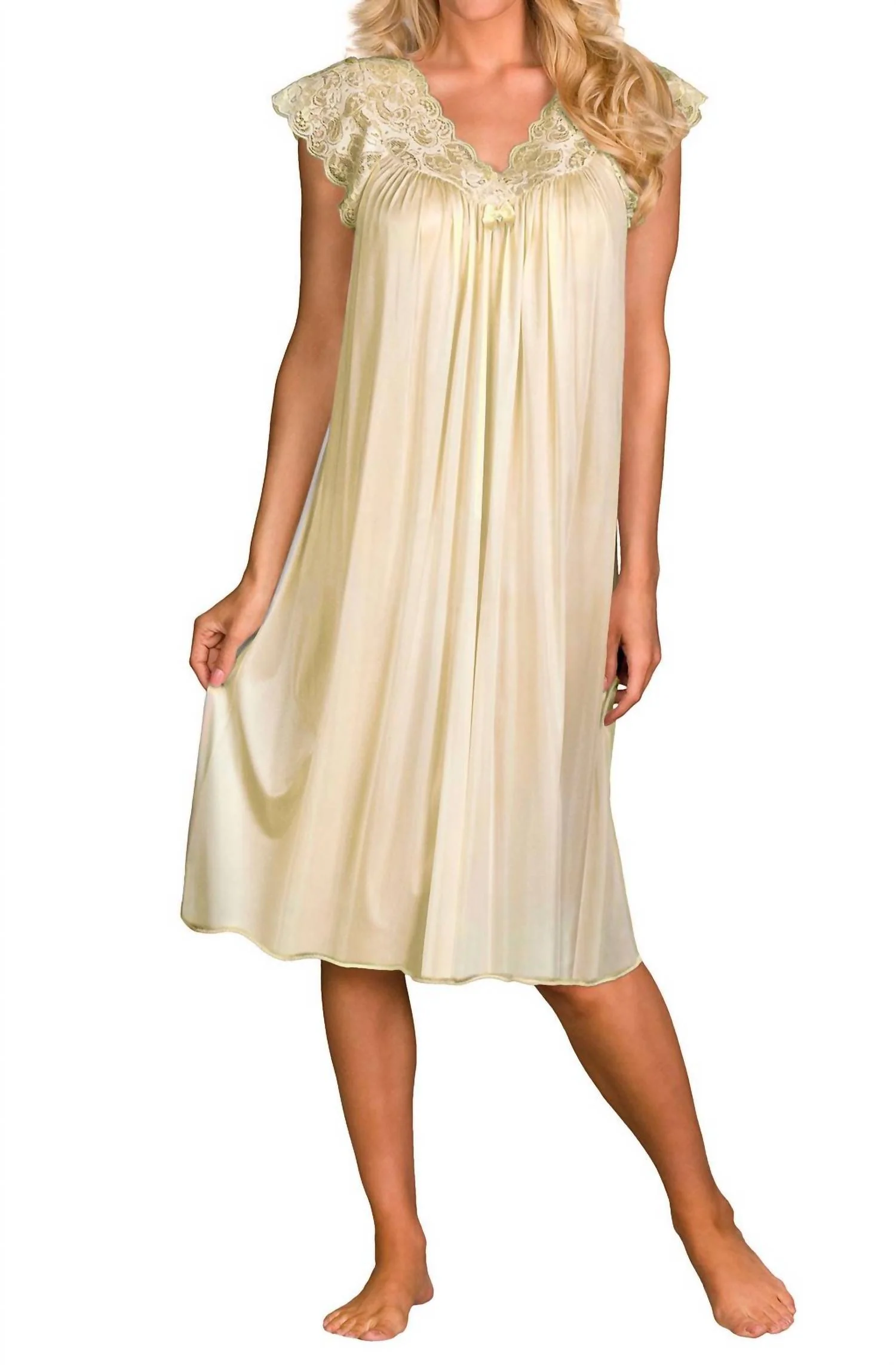 Short Lace Cap Sleeve Nightgown In Ivory