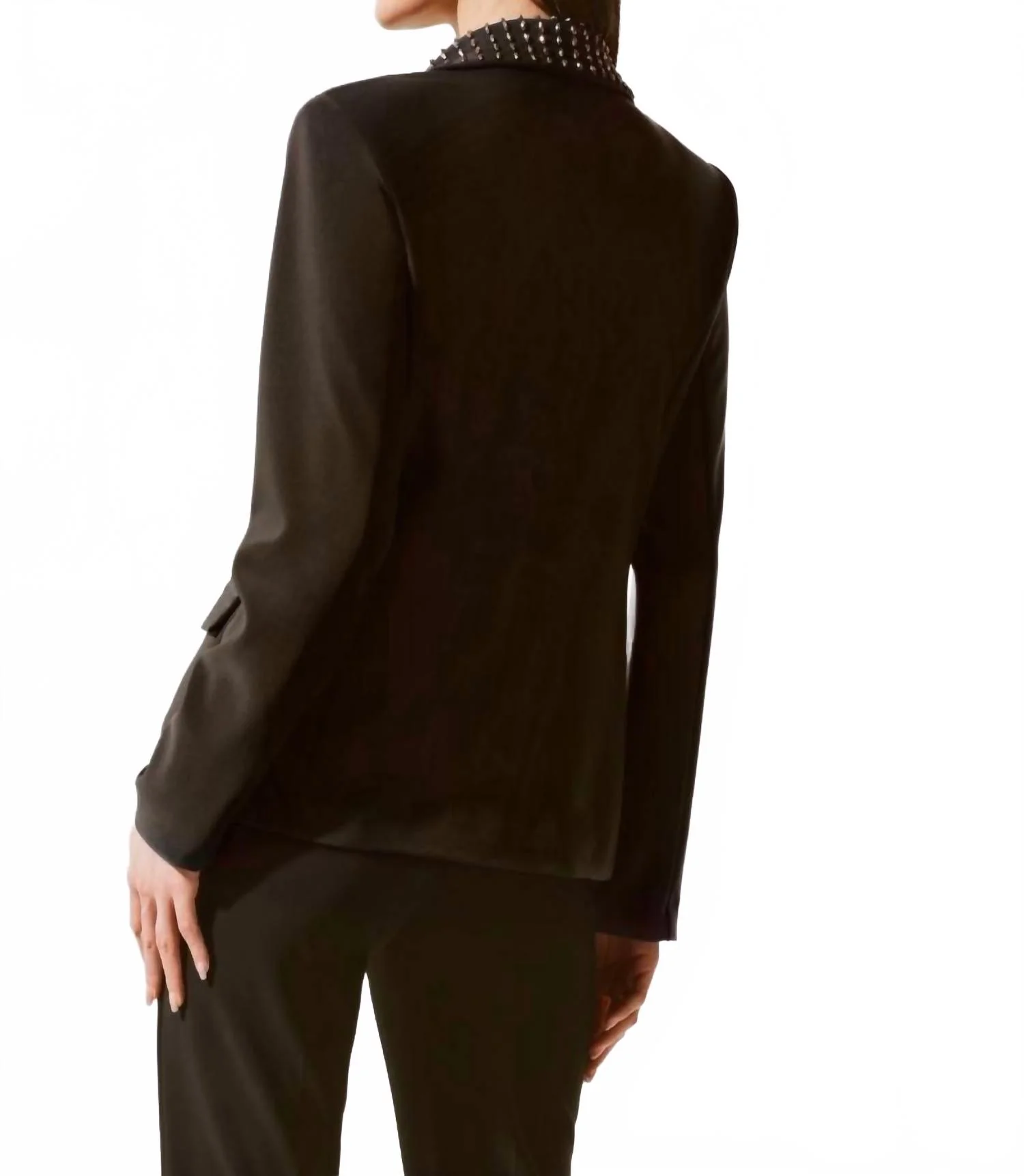 Embellished Long Sleeve Blazer In Black