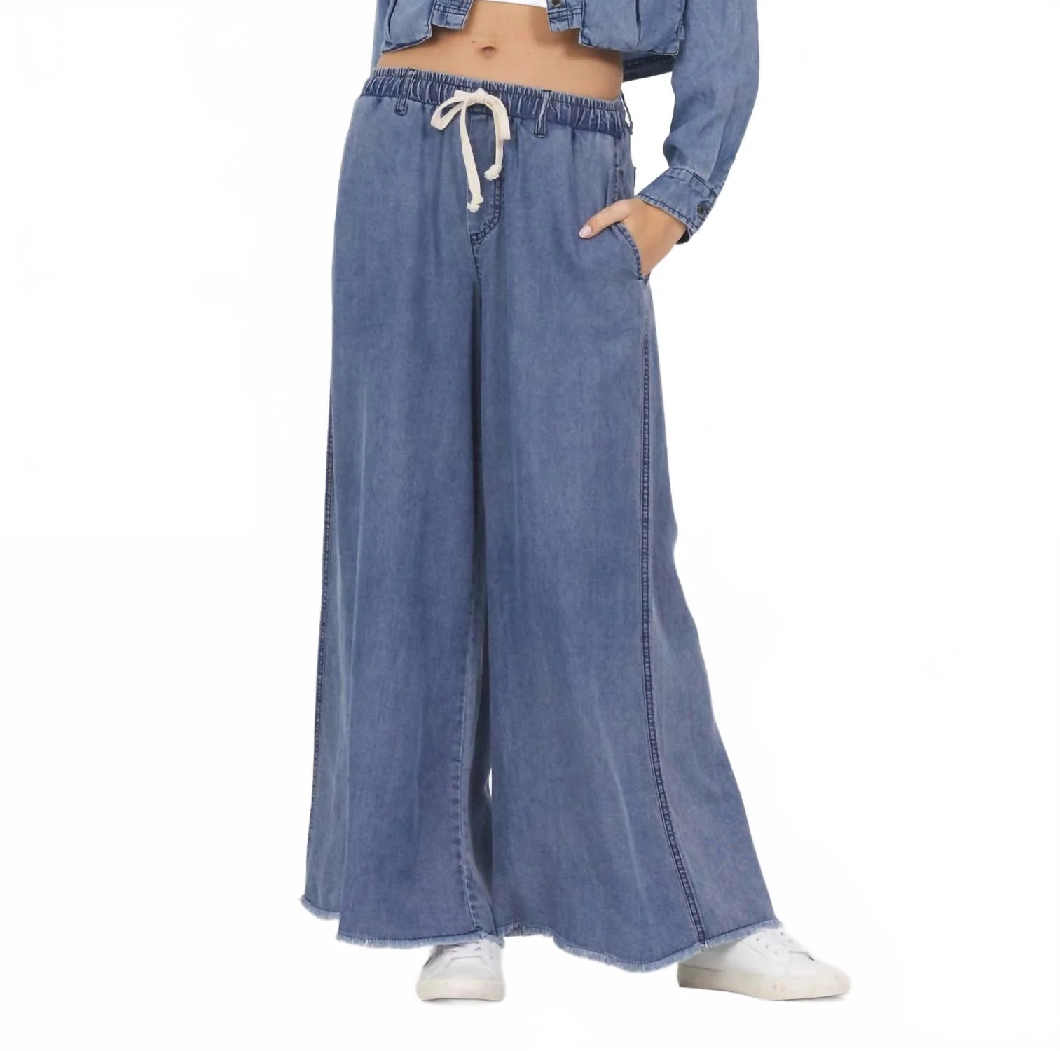 Denim Delight Wide Leg Pant In Blue
