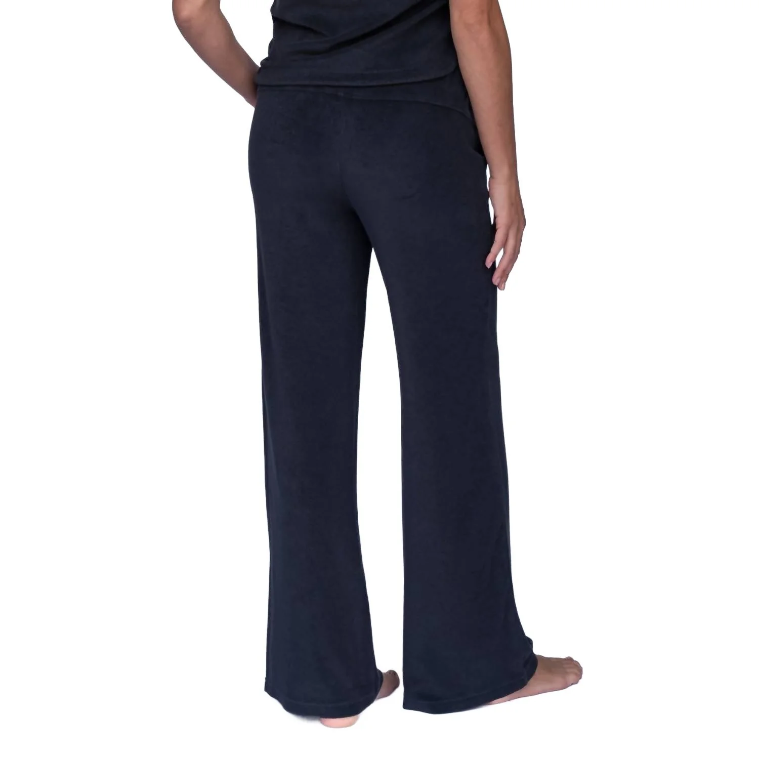 Women's Terry Cloth Wide-Leg Pants In Black