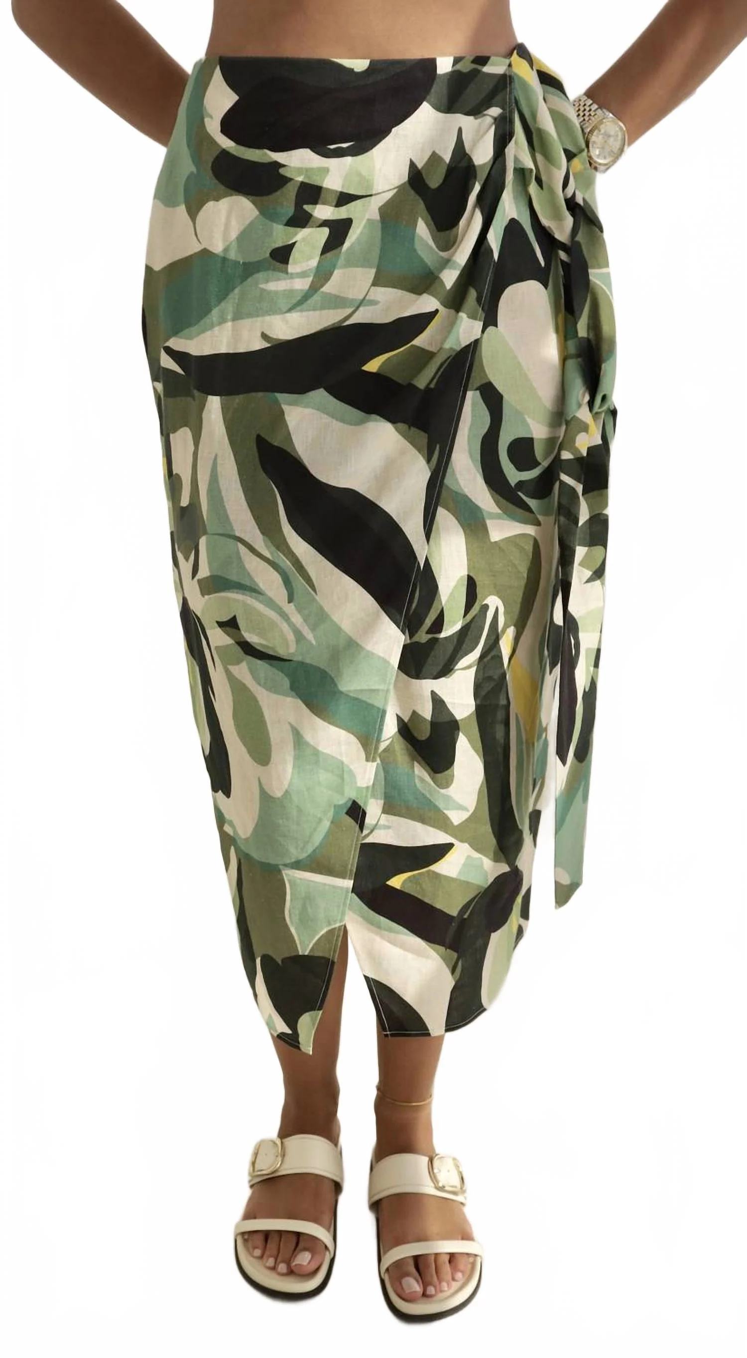 Wrap Midi Skirt In Floral Print