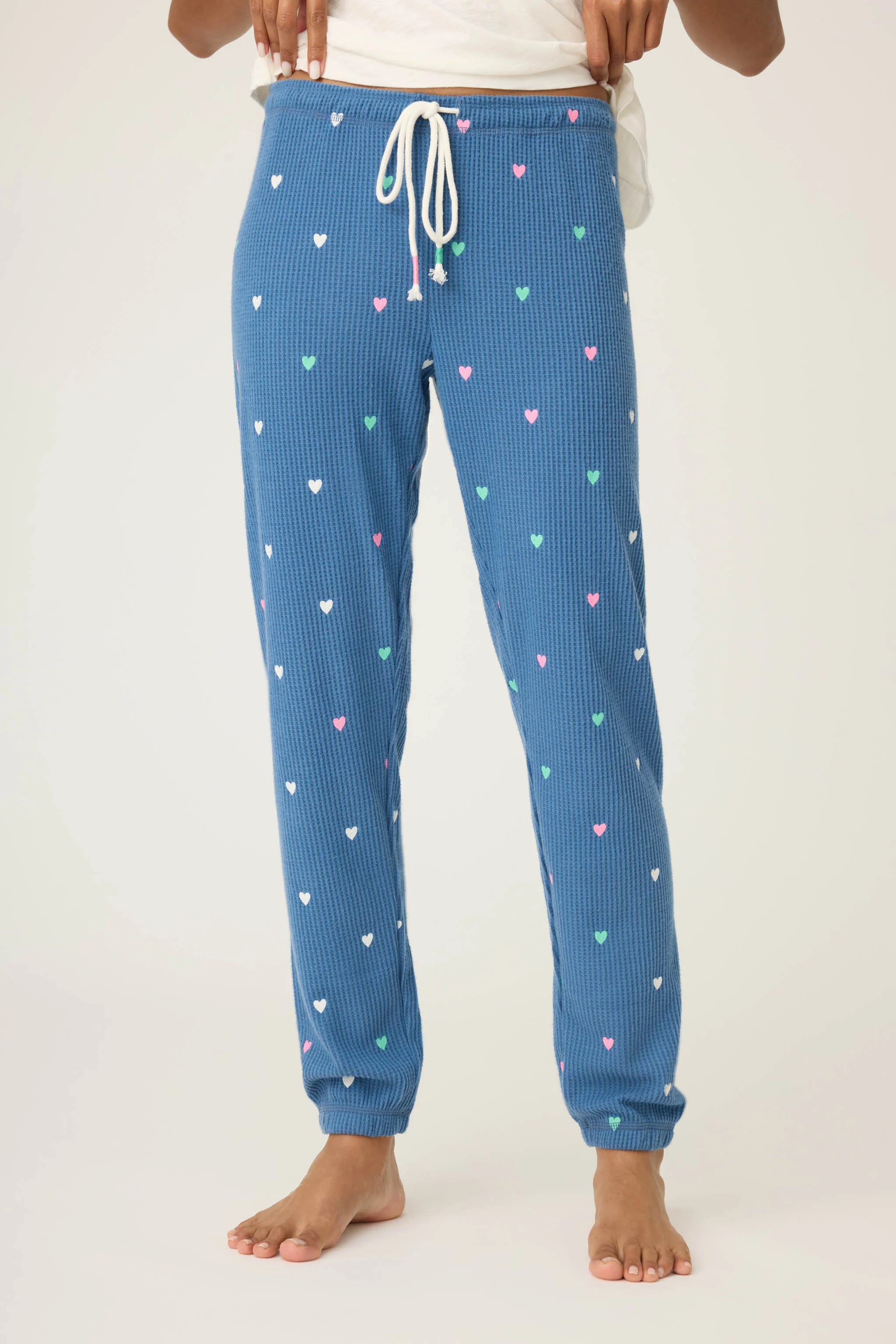 Love Club Banded Lounge Pants with Embroidered Hearts