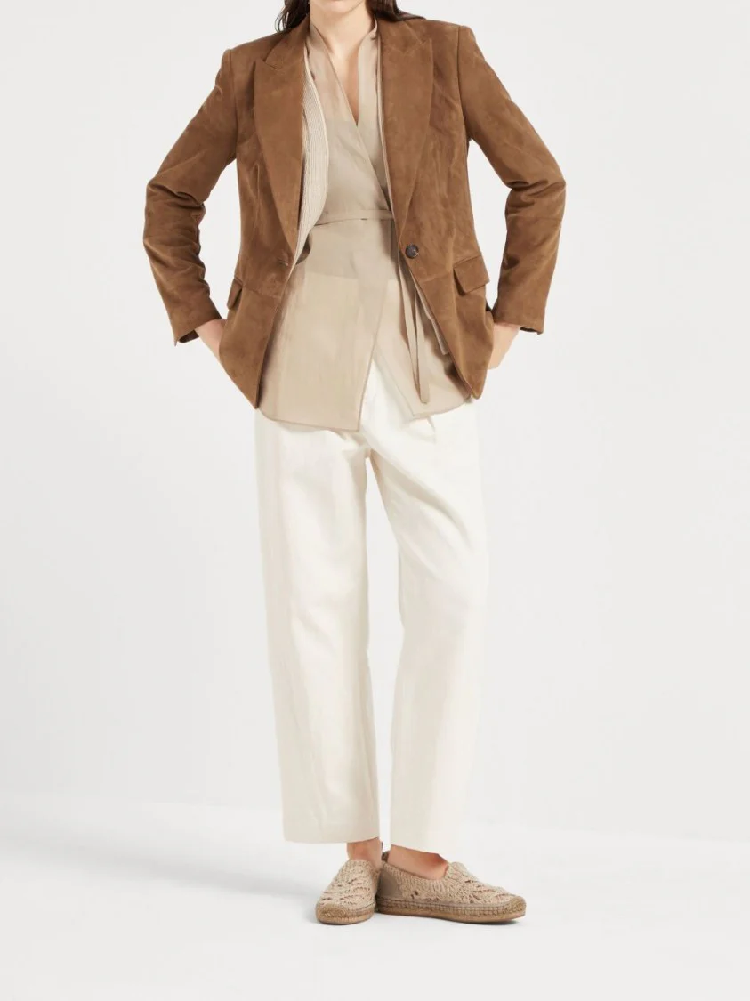 White Trousers With Concealed Fly