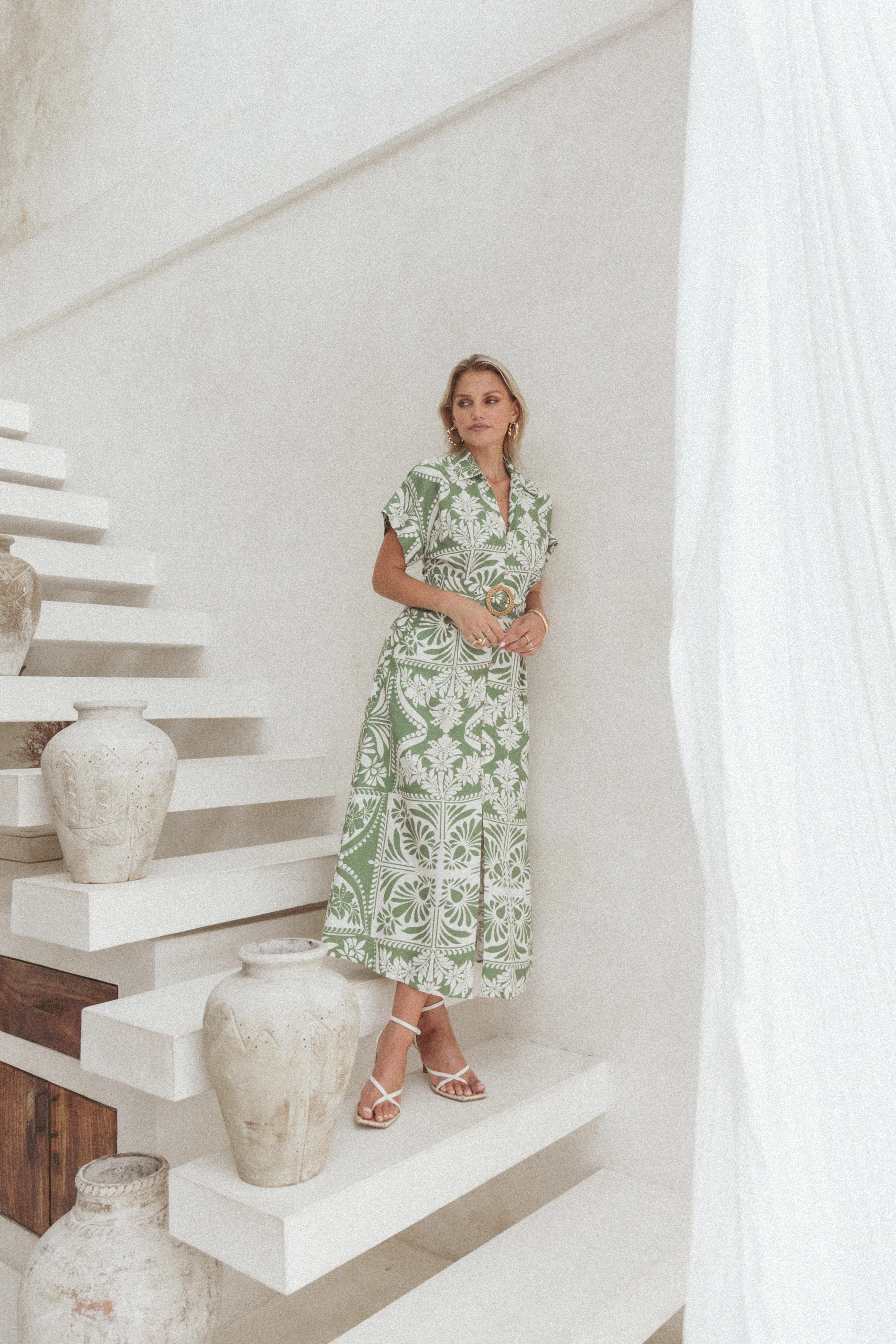 Preston Midi Dress - Green Floral