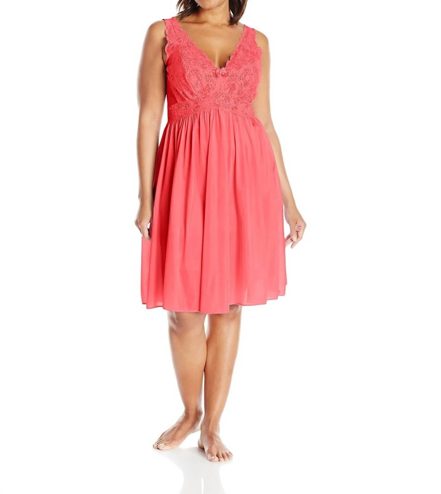 Silhouette Lace Bodice Sleeveless Waltz Gown In Red