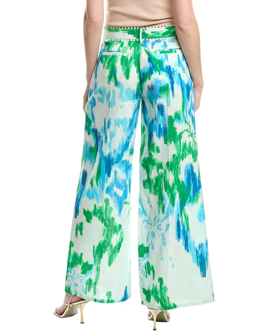 Hemant & Nandita Buckle Belt Linen-Blend Flared Pant