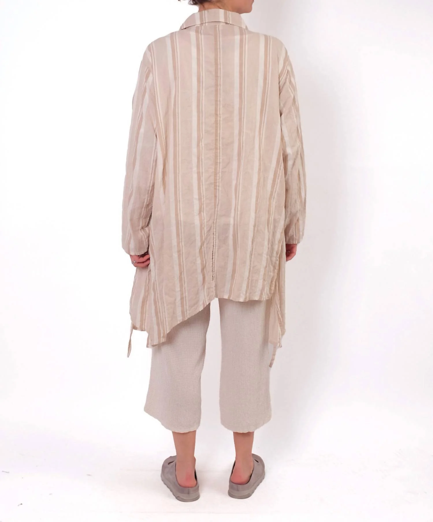 Easy Crop Wide Leg Pants In Jicama Crinkle Check