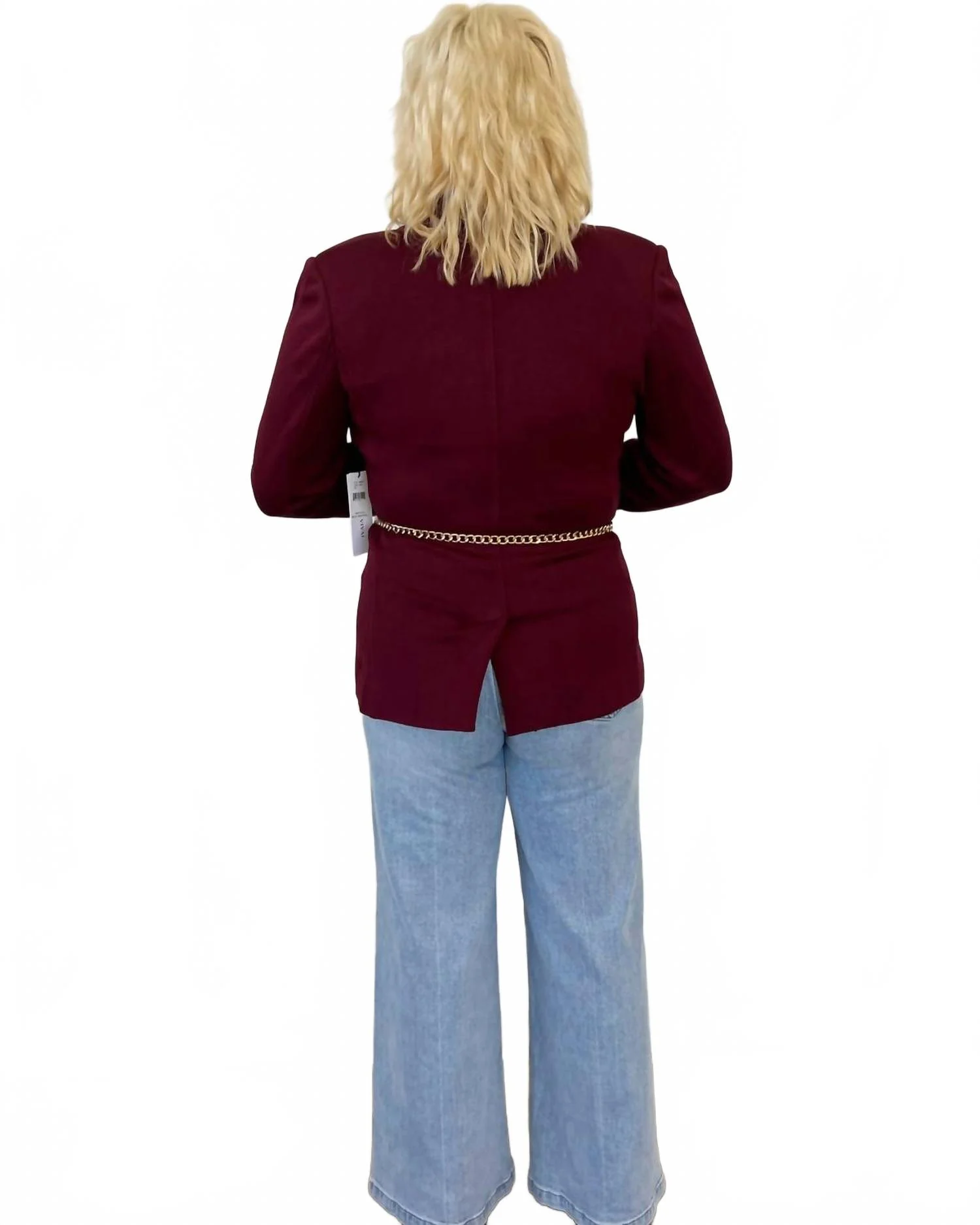 Raven Belted Blazer In Burgundy