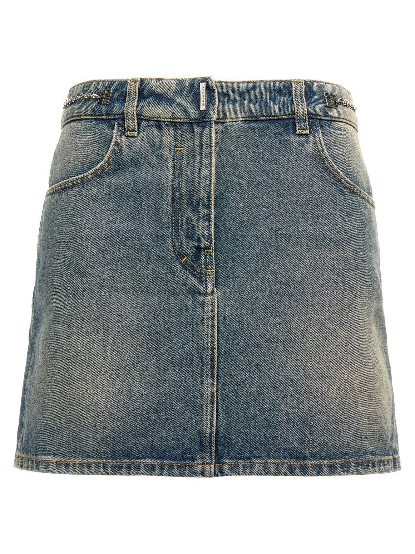 Denim Mini Skirt With Chain Detail