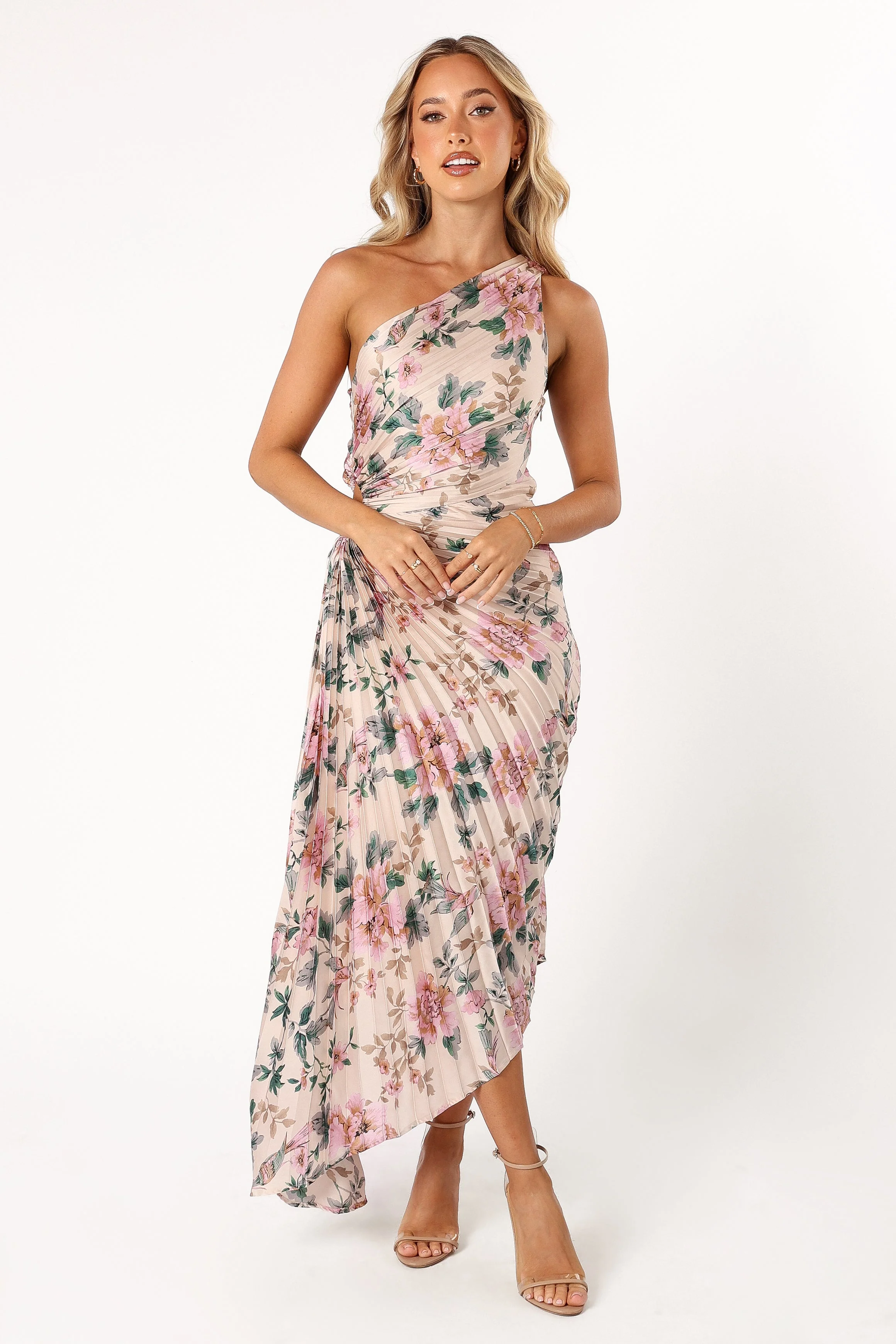 Kleo One Shoulder Maxi Dress - Pink Floral
