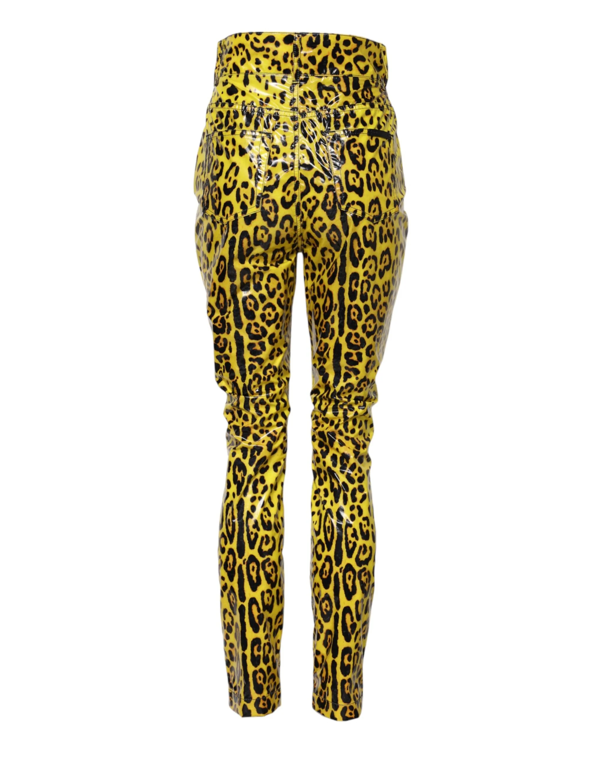 Dolce & Gabbana Leopard High Waist Slim Women's Pants (Pre-Owned)