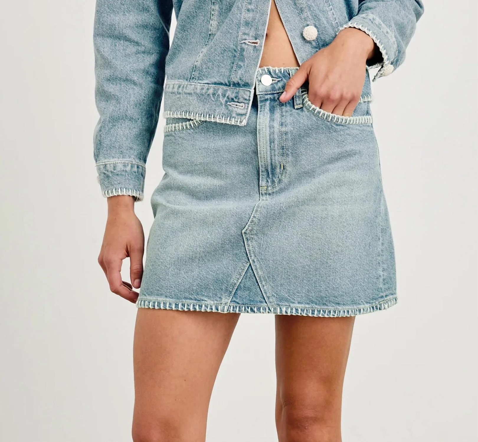 Laurel Skirt In Harbor Blanket Stitch