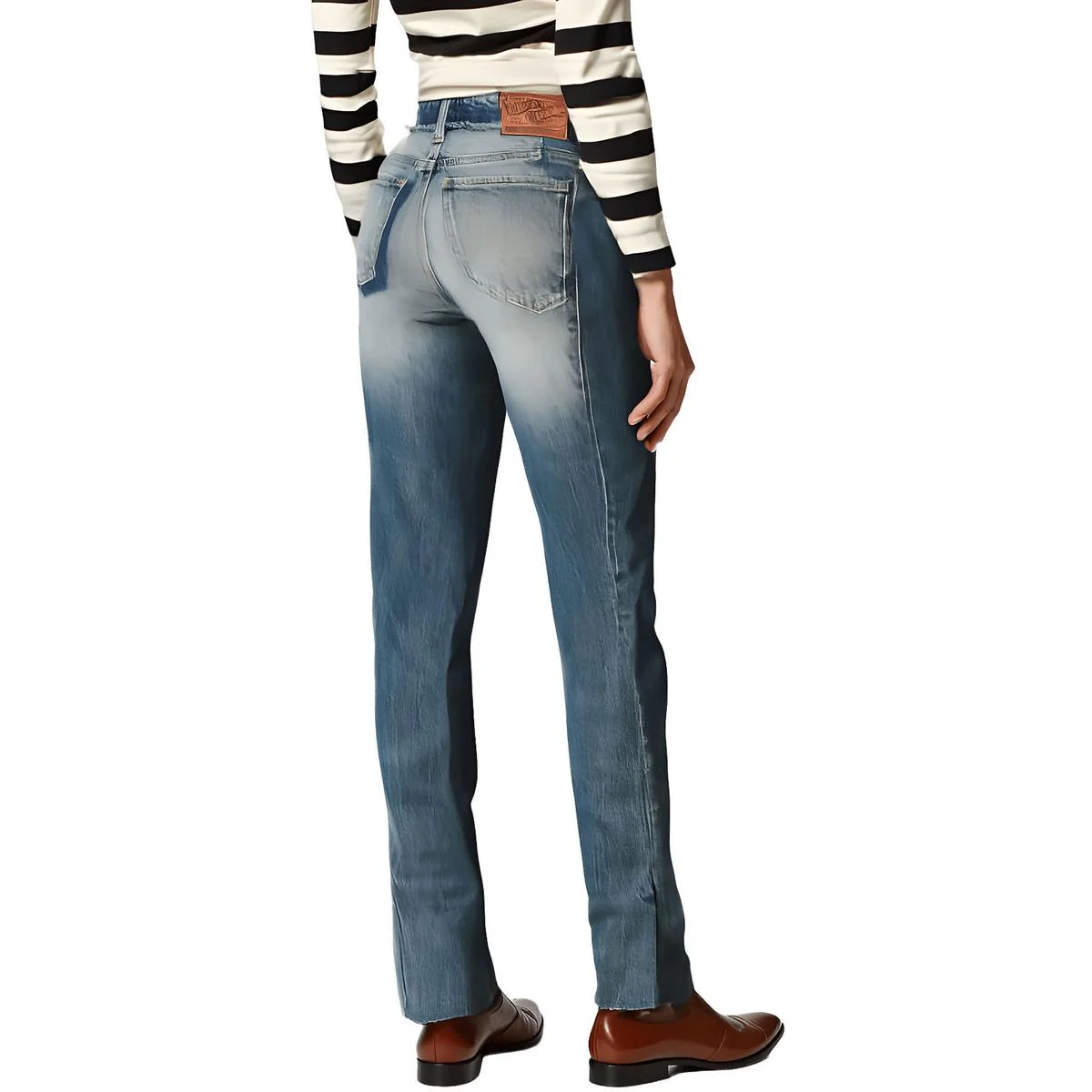 Womens Raw Hem Denim Bootcut Jeans