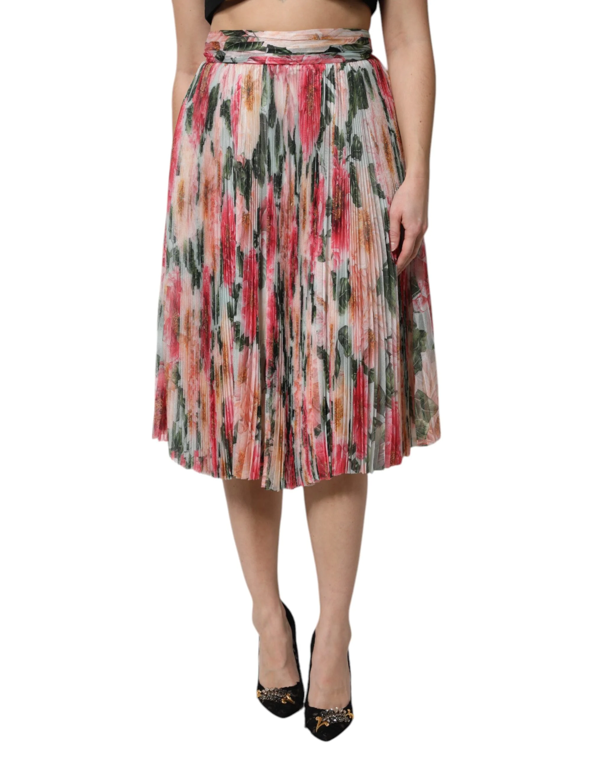 Dolce & Gabbana multi Silk Floral High Waist Midi Women's Skirt