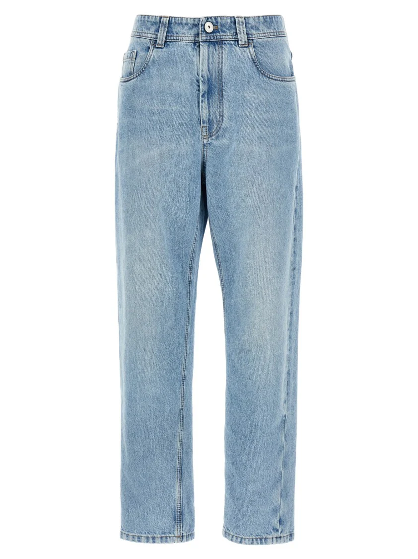 High-Waisted Cotton Denim Jeans