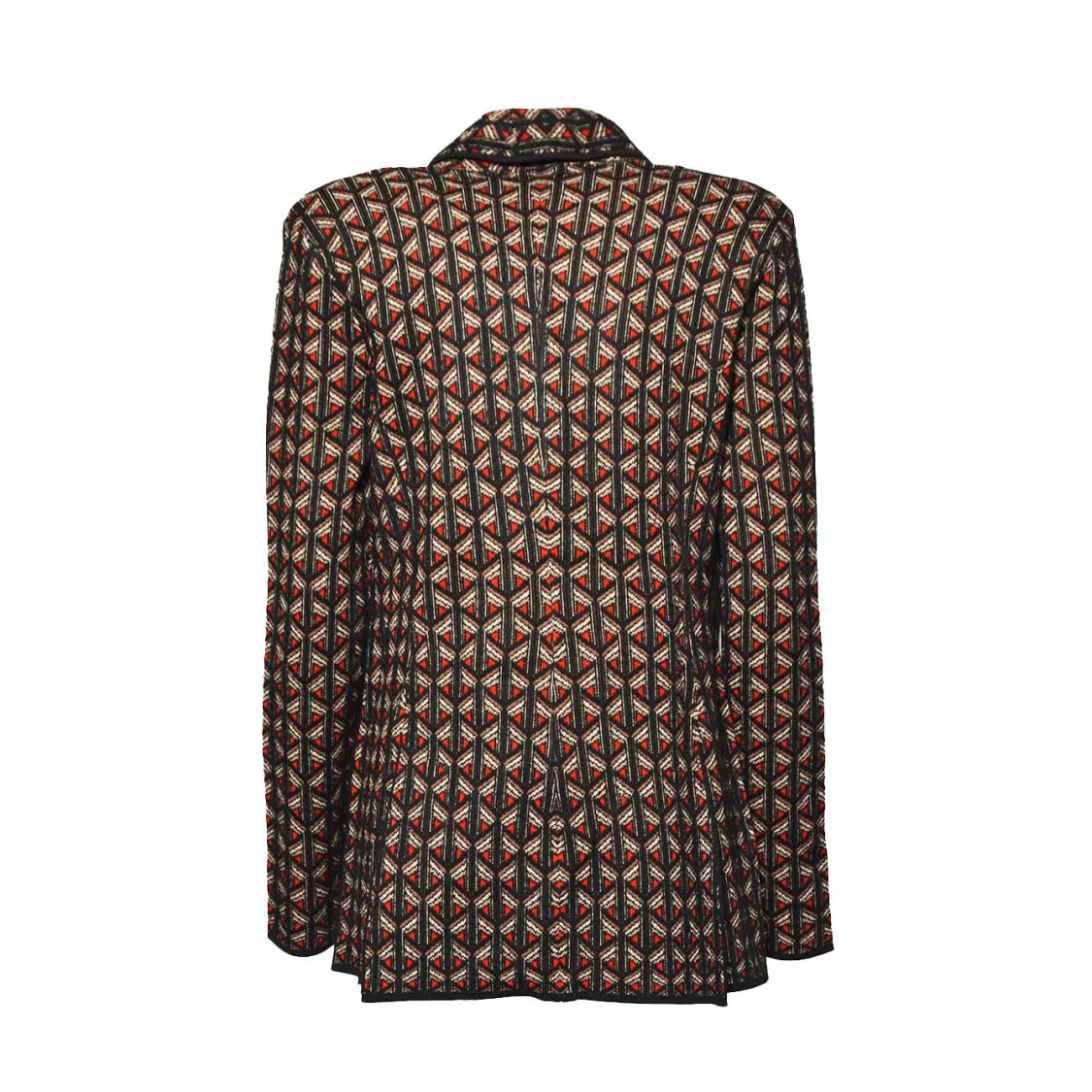Tailored Single-Breasted Jacket With Geometric Pattern