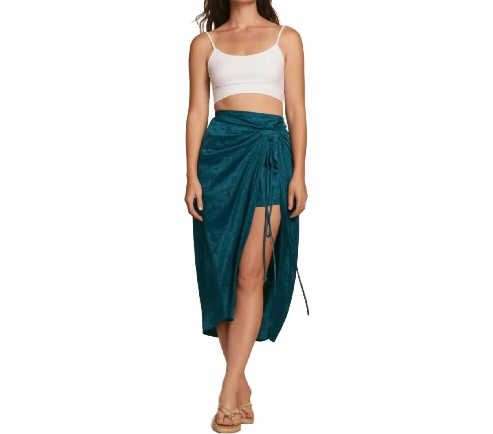 Celene Layered Midi Skirt In Deep Teal