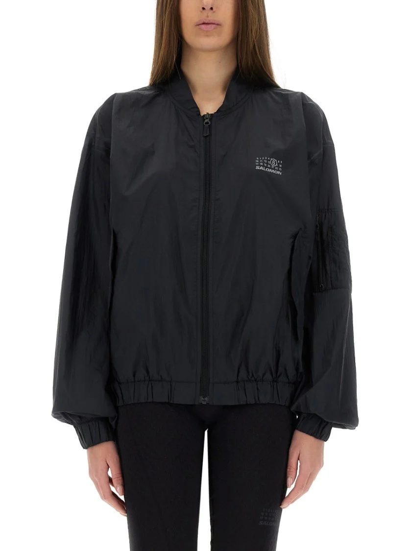 Lightweight Black Nylon Jacket With Design